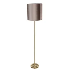 Vloerlamp messing met velours kap taupe 50cm - Simplo