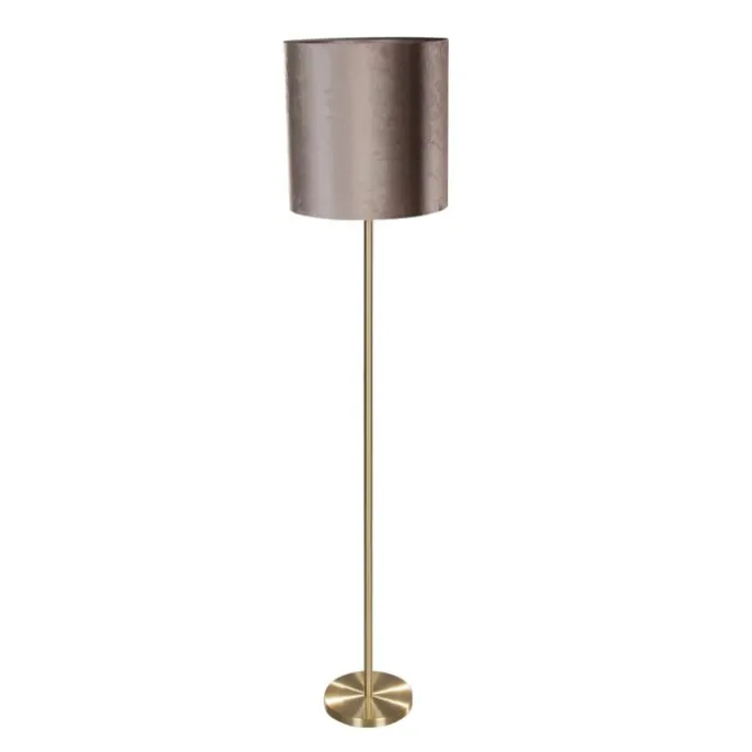 Vloerlamp messing met velours kap taupe 50cm - Simplo