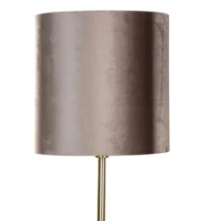 Vloerlamp messing met velours kap taupe 50cm - Simplo