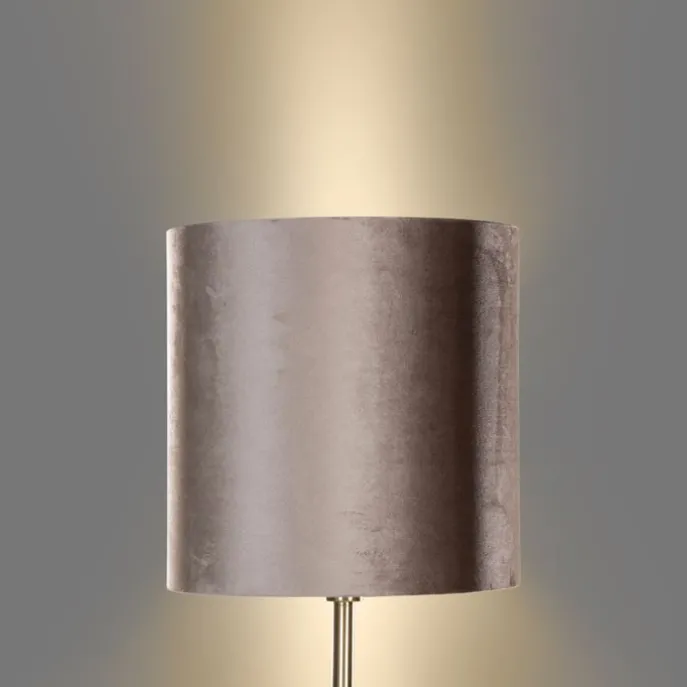 Vloerlamp messing met velours kap taupe 50cm - Simplo