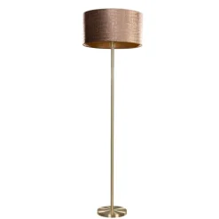 Vloerlamp messing met velours kap krokodil 50cm - Simplo