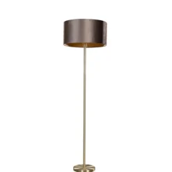 Vloerlamp messing met velours kap bruin 40cm - Simplo