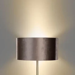 Vloerlamp messing met velours kap bruin 40cm - Simplo