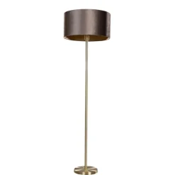 Vloerlamp messing met velours kap bruin 40cm - Simplo