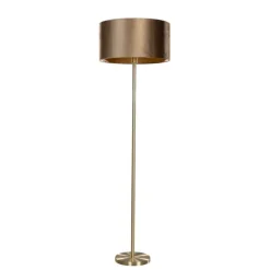 Vloerlamp messing met velours kap brons 50cm - Simplo
