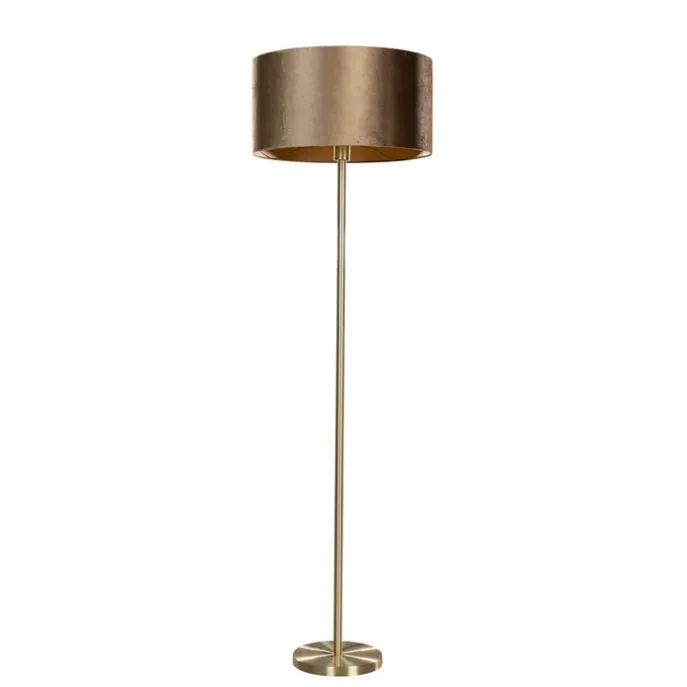 Vloerlamp messing met velours kap brons 50cm - Simplo