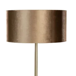 Vloerlamp messing met velours kap brons 50cm - Simplo