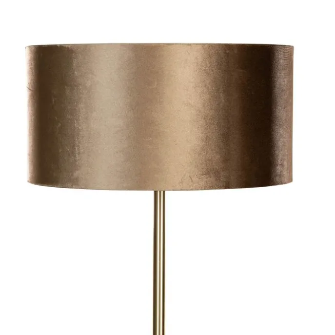 Vloerlamp messing met velours kap brons 50cm - Simplo