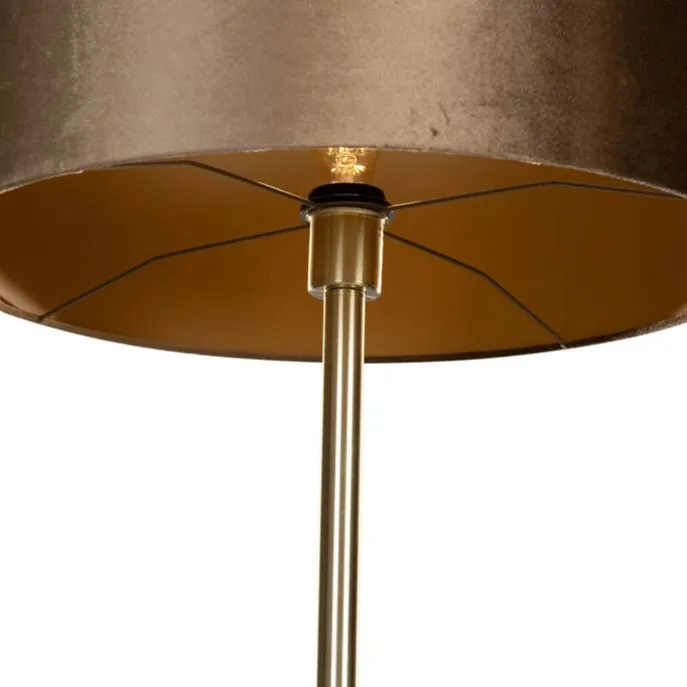 Vloerlamp messing met velours kap brons 50cm - Simplo