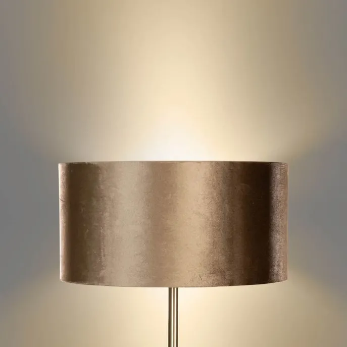 Vloerlamp messing met velours kap brons 50cm - Simplo