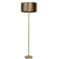 Vloerlamp messing met velours kap brons 50cm - Simplo
