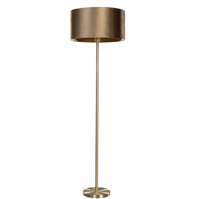 Vloerlamp messing met velours kap brons 50cm - Simplo