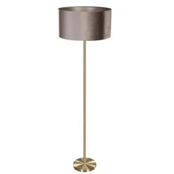 Vloerlamp messing met velours kap taupe 50cm - Simplo