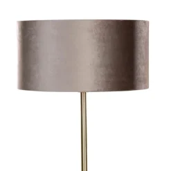 Vloerlamp messing met velours kap taupe 50cm - Simplo
