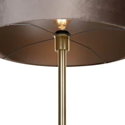 Vloerlamp messing met velours kap taupe 50cm - Simplo