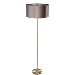 Vloerlamp messing met velours kap taupe 50cm - Simplo