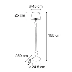 Vloerlamp met 45 cm kap zwart met gouden binnenkant - Classico
