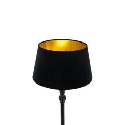 Vloerlamp met 45 cm kap zwart met gouden binnenkant - Classico