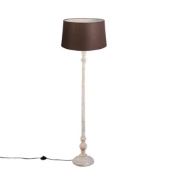 Vloerlamp met linnen kap bruin 45 cm - Classico