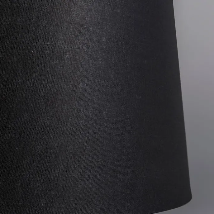 Vloerlamp naturel met zwarte linnen kap 45 cm - Tripod