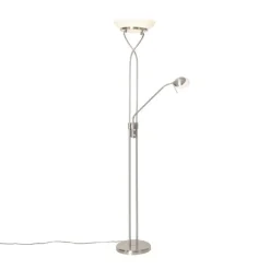 Vloerlamp staal incl. LED en dimmer met leeslamp - Empoli