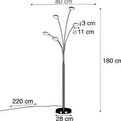Vloerlamp staal incl. LED met touch dimmer - Sixties Trento