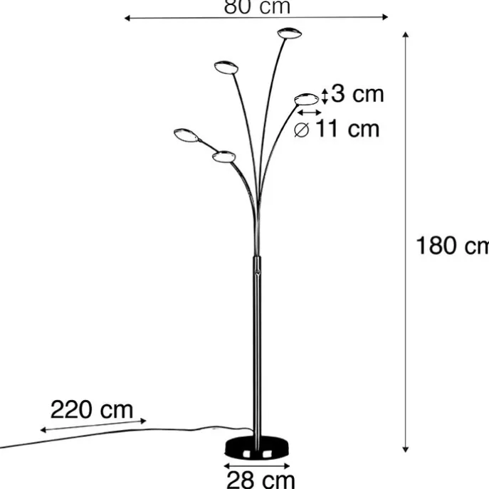 Vloerlamp staal incl. LED met touch dimmer - Sixties Trento