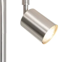 Vloerlamp staal met kap wit en leeslamp - Jelena