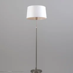 Vloerlamp staal met kap wit 45 cm verstelbaar - Parte