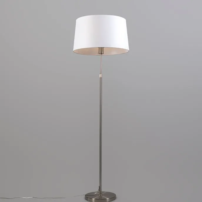 Vloerlamp staal met kap wit 45 cm verstelbaar - Parte