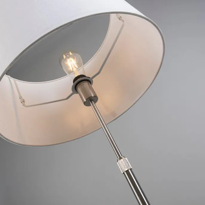 Vloerlamp staal met kap wit 45 cm verstelbaar - Parte