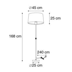 Vloerlamp staal met kap wit 45 cm verstelbaar - Parte