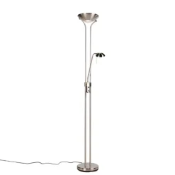 Vloerlamp staal met leeslamp incl. LED en dimmer - Diva 2