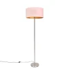 Vloerlamp staal met roze kap 50 cm - Simplo