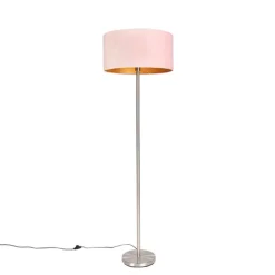Vloerlamp staal met roze kap 50 cm - Simplo