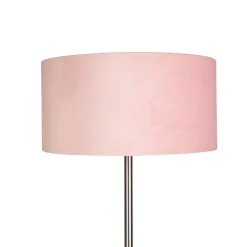 Vloerlamp staal met roze kap 50 cm - Simplo