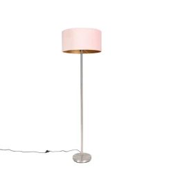 Vloerlamp staal met roze kap 50 cm - Simplo