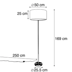Vloerlamp staal met roze kap 50 cm - Simplo
