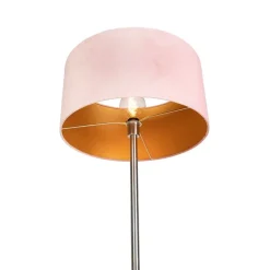 Vloerlamp staal met roze kap 50 cm - Simplo