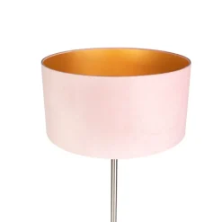 Vloerlamp staal met roze kap 50 cm - Simplo