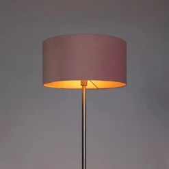 Vloerlamp staal met roze kap 50 cm - Simplo