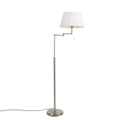 Vloerlamp staal met witte kap en verstelbare arm - Ladas Deluxe