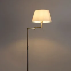 Vloerlamp staal met witte kap en verstelbare arm - Ladas Deluxe