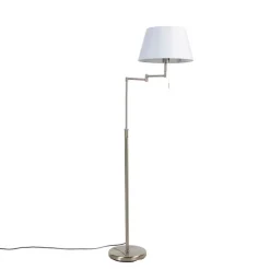 Vloerlamp staal met witte kap en verstelbare arm - Ladas Deluxe