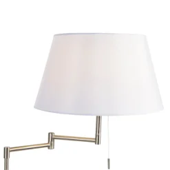 Vloerlamp staal met witte kap en verstelbare arm - Ladas Deluxe