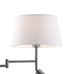 Vloerlamp staal met witte kap en verstelbare leeslamp - Ladas