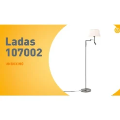 Vloerlamp staal met witte kap en verstelbare leeslamp - Ladas