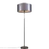 Vloerlamp staal met zwart/witte kap 47 cm verstelbaar - Parte