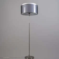Vloerlamp staal met zwart/witte kap 47 cm verstelbaar - Parte