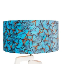 Vloerlamp tripod hout met vlinders velours kap 50 cm - Puros